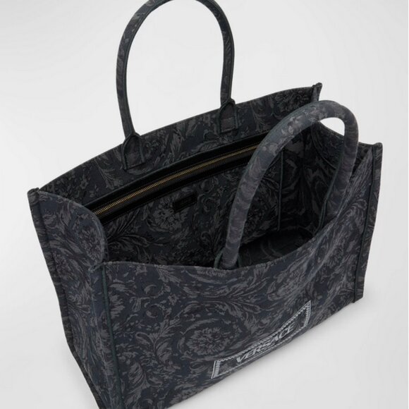 Versace XL Jacquard Embroidered Canvas Tote Bag Authentic W/ Dust Bag NWT - Picture 2 of 14